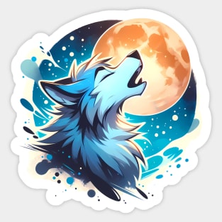 Awoo Moon Howling Wolf Anthro Furry Sticker